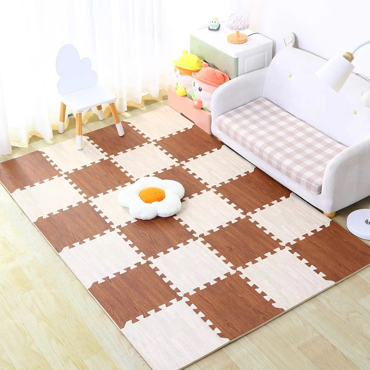 Hot Wood Pattern EVA Foam Puzzle Mat for Baby Play 38-42 Shore C Hardness 75-85kg/m³ Density