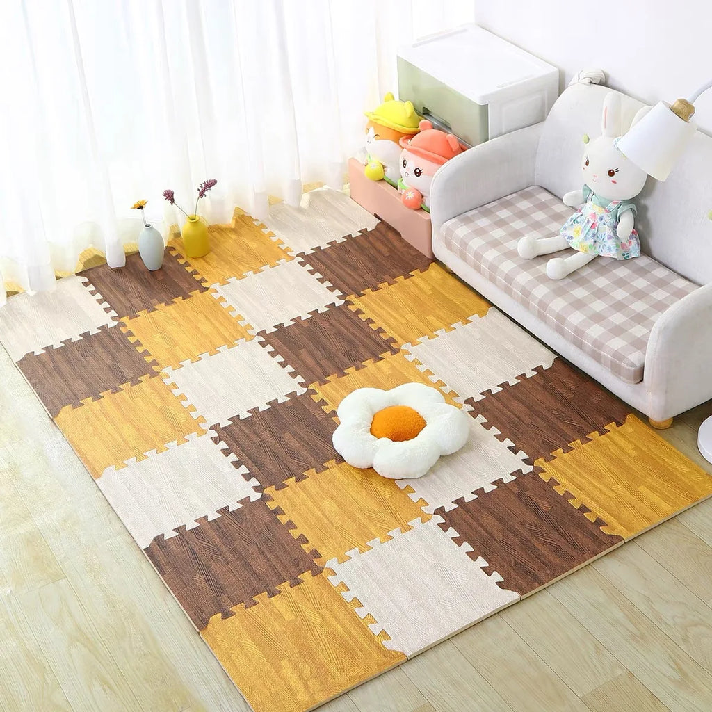 Hot Wood Pattern EVA Foam Puzzle Mat for Baby Play 38-42 Shore C Hardness 75-85kg/m³ Density